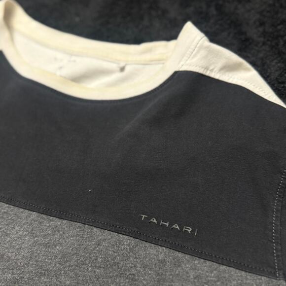 Tahari Colorblock Minimalist Tee – Gray/Black/White - Picture 2 of 3